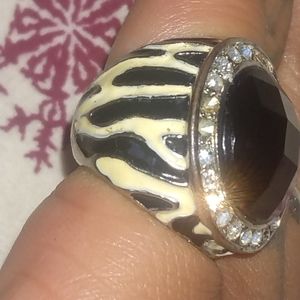 Zebra stainless steel ring size 7